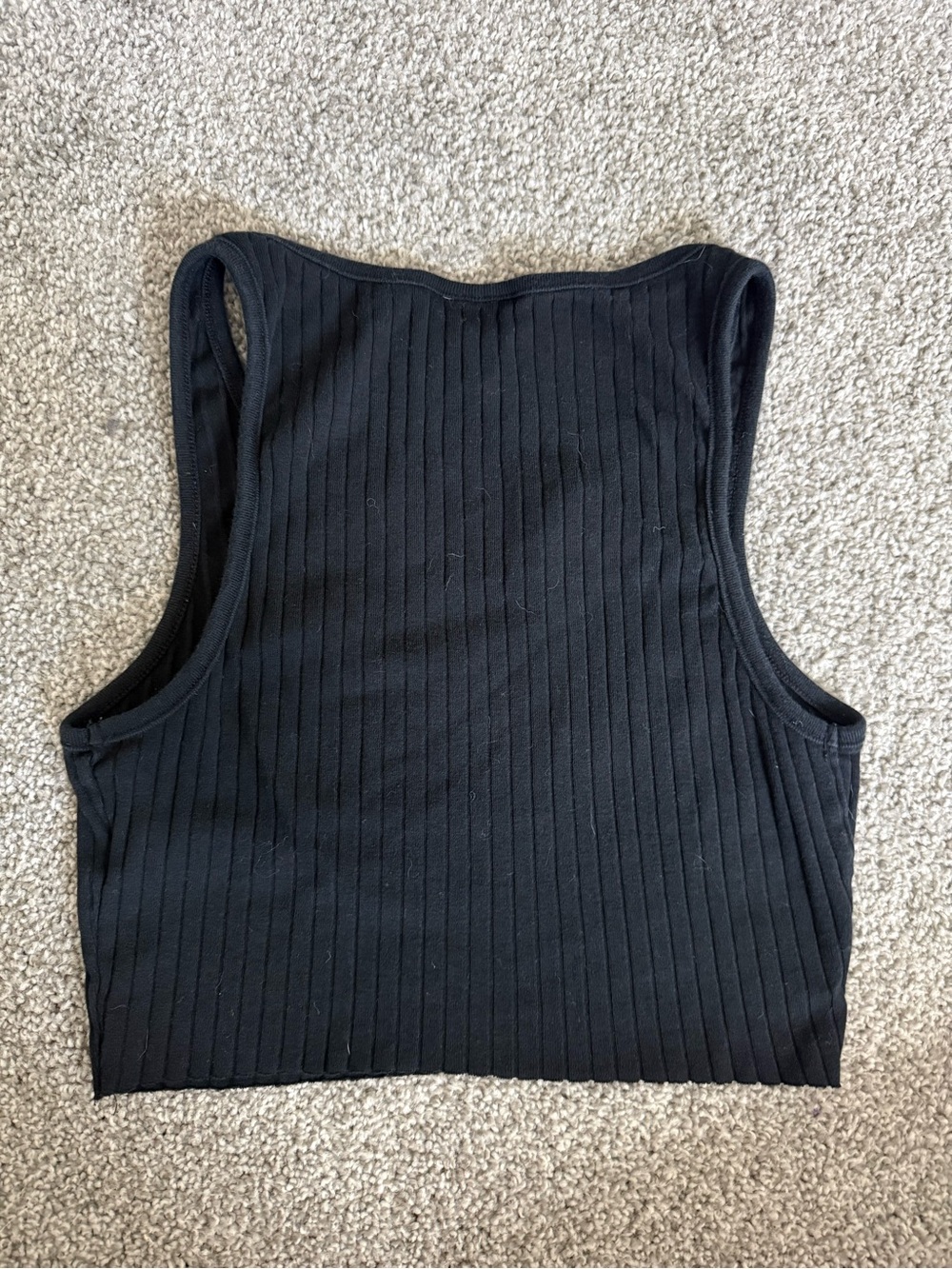 Topshop Black Ribbed Notch-Neck Tank - Picture 3 of 3